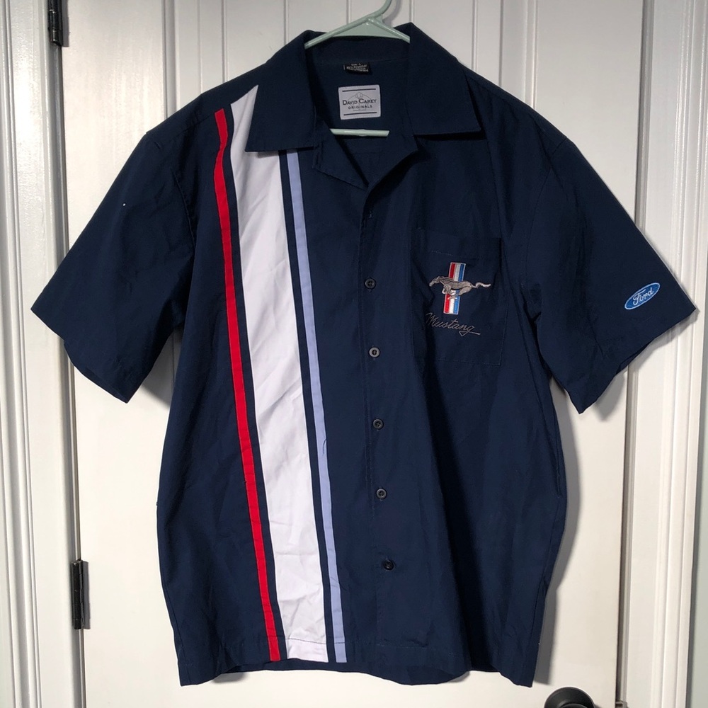 Ford Mustang Button Up Mechanic Pit Shirt Sz Large Like New!